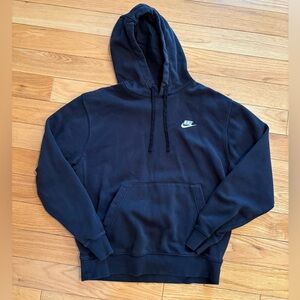 Nike Black Pullover Hoodie Fleece Graphic Logo Drawstring Mens Size Medium